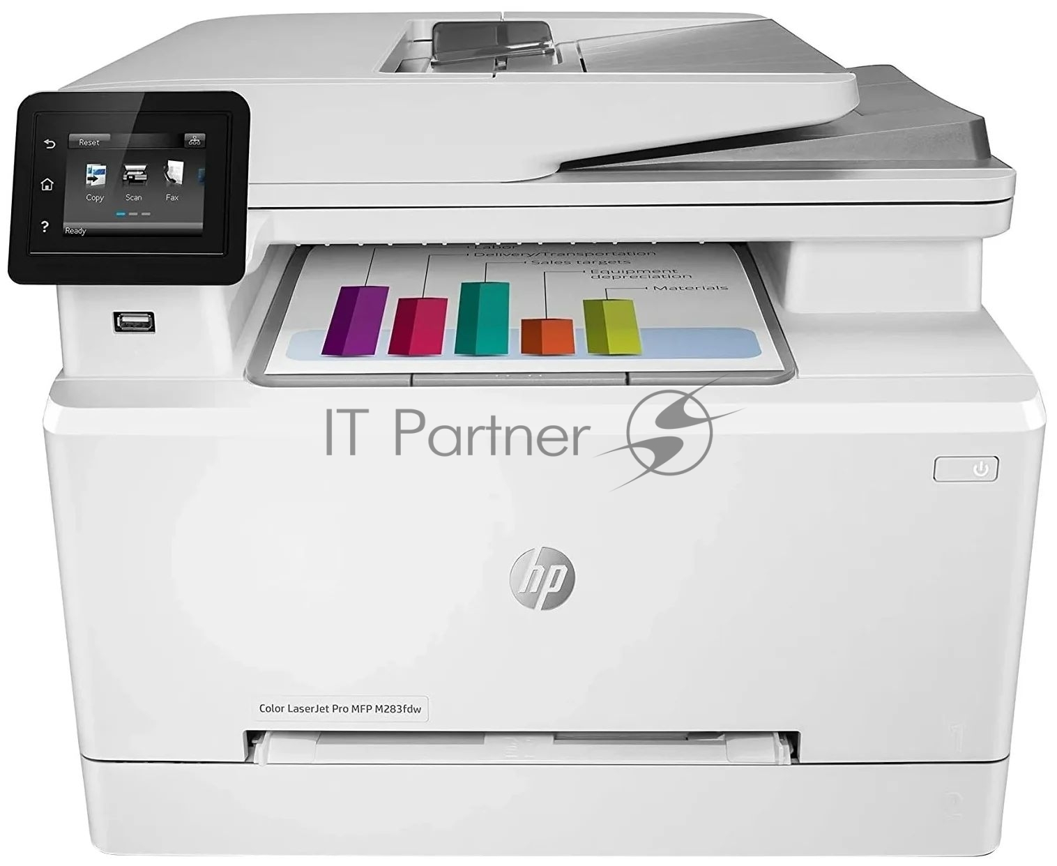 МФУ лазерное HP Color LaserJet Pro M283fdw (7KW75A), A4, цветной, печ. до 21 стр/мин., скан. до 26 стр/мин. (ч/б) 22 стр/мин. (цвет), 600 x 600 dpi (печать) 300x300dpi (скан), USB, RJ-45, Wi-Fi, Air Print, Mopria