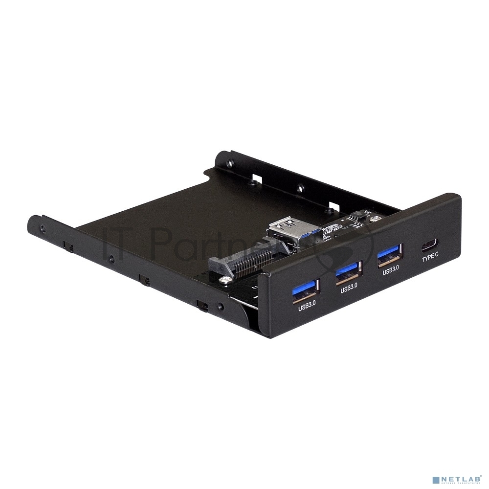 Планка USB на переднюю панель ExeGate U3H-623, 3,5", 3*USB3.0+1*TypeC, черная, металл, подсоединение к мат. плате12