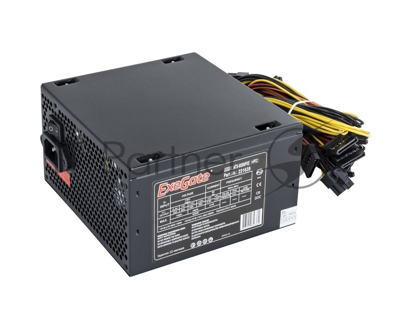 Блок питания ExeGate 600NPXE (EX221639RUS-PC), 600Вт, 120мм, черный