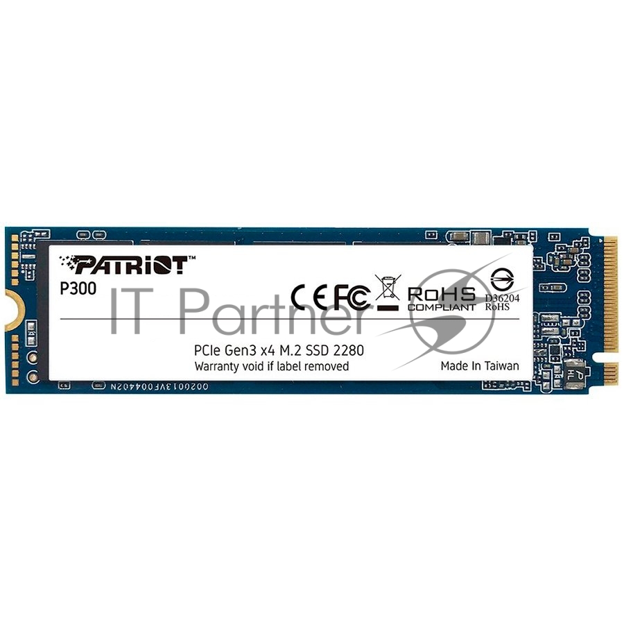 Накопитель SSD Patriot P300, 1000Gb, PCIe 3.0 x4, M.2 2280, NVMe, R/W 2100/1650