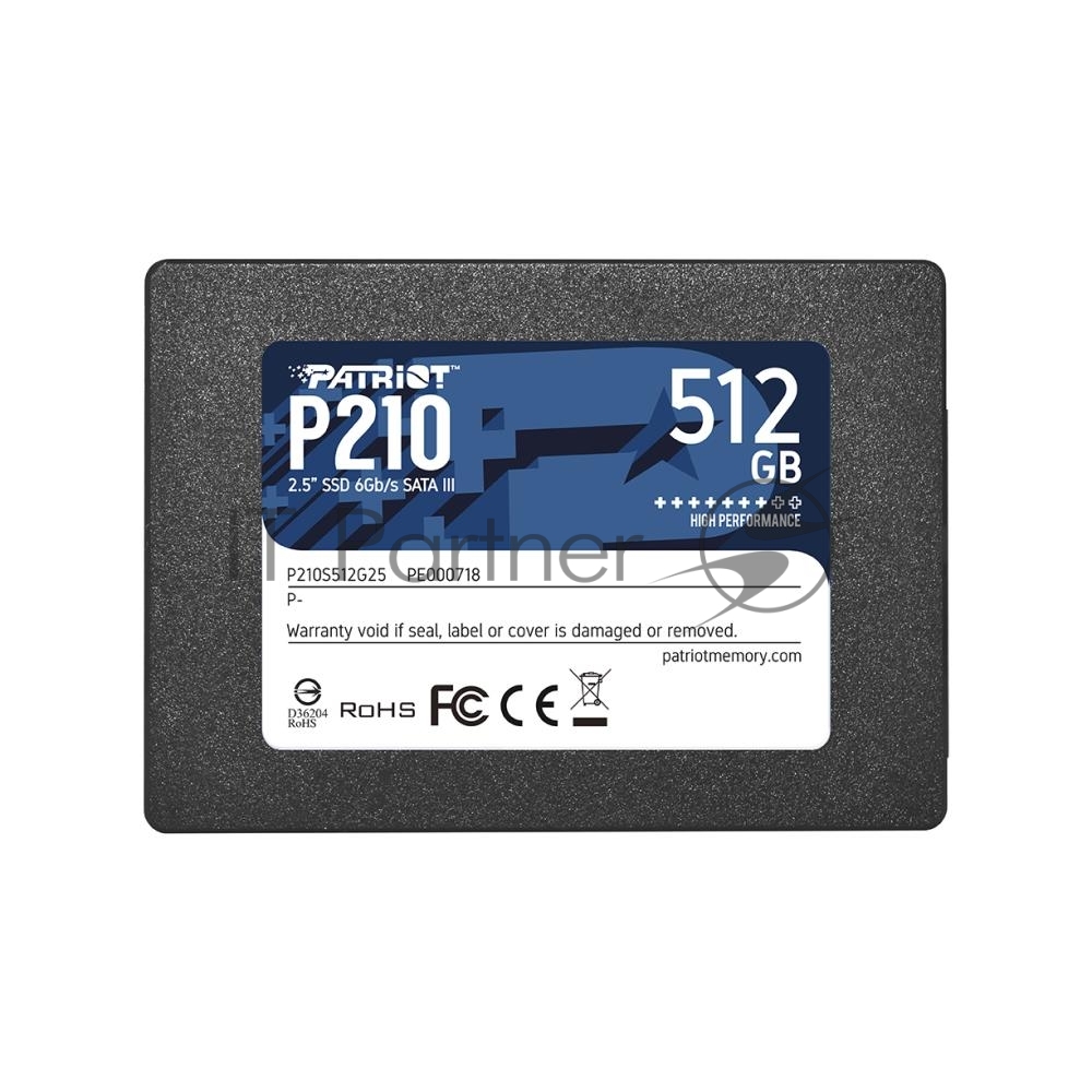 Накопитель SSD Patriot P210, 512Gb, SATA III, 2.5", R/W 520/430