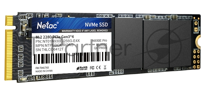 Накопитель SSD Netac N930E Pro, 256Gb, PCIe 3.1 x4, M.2 2280, NVMe, R/W 2040/1270