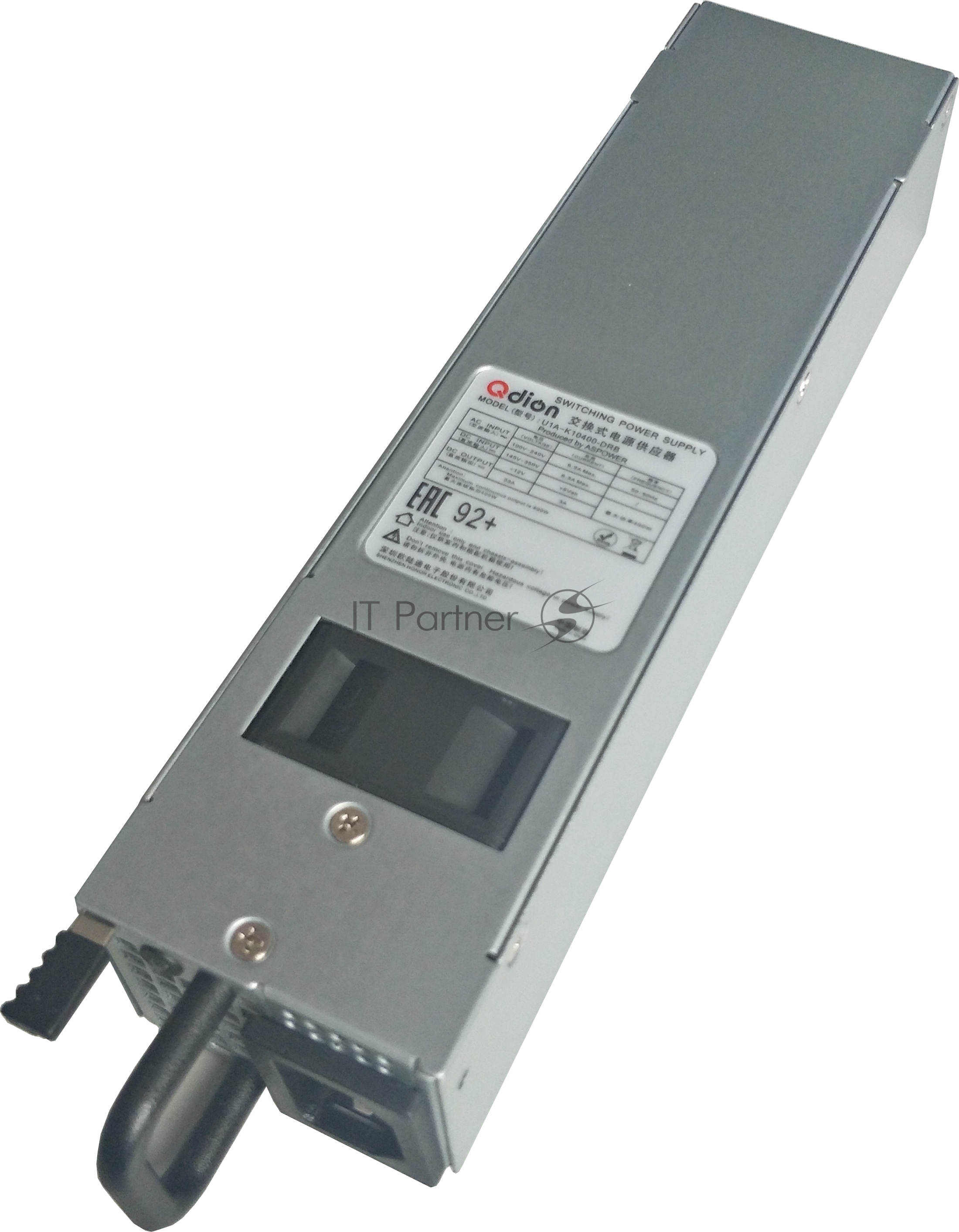 Блок питания серверный Qdion U1A-K10400-DRB (FPP-U1A-K10400-DRB) 1U Slim 400W (ШВГ=50.5x40x196мм), 80 PLUS Golg, Oper.temp 0C~50C, AC/DC dual input
