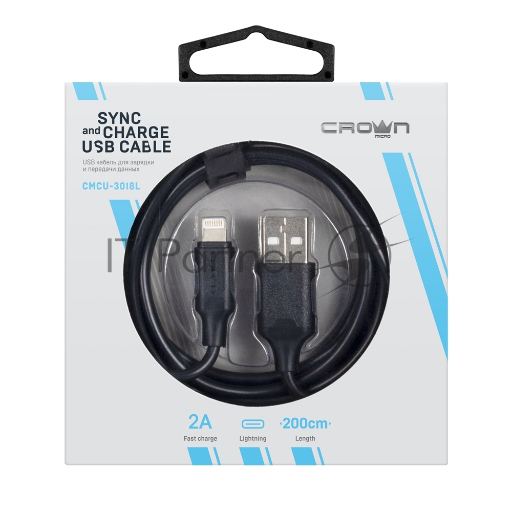 Кабель Crown USB - Lightning CMCU-3018L черный