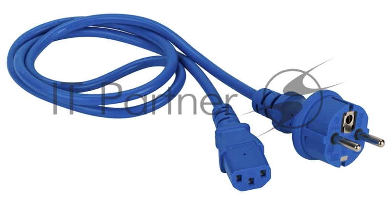 Шнур питания Lanmaster C13-Schuko прямая, 3х0.75, 220В, 10А, синий, 1.8 метра