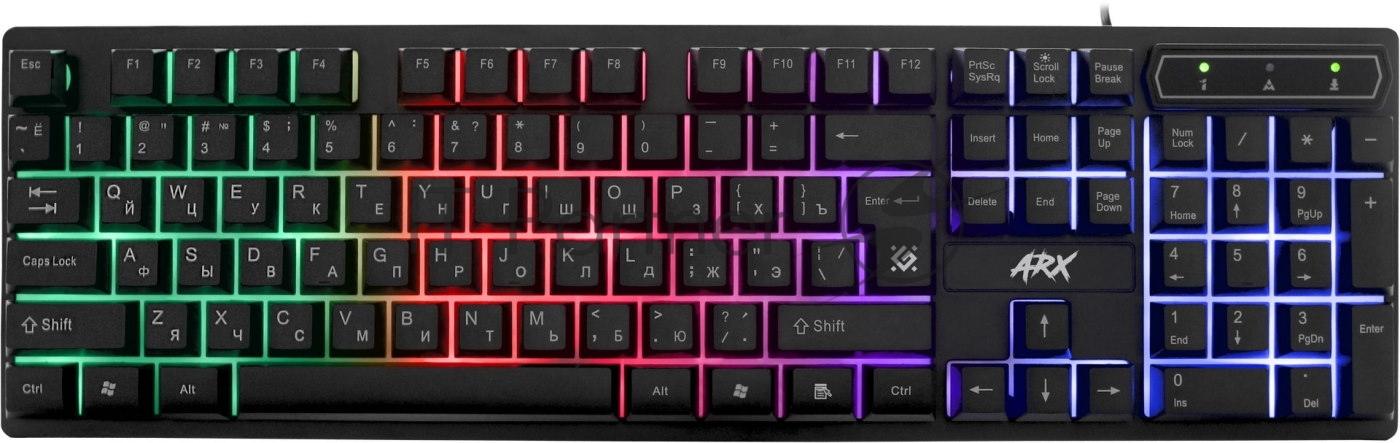 Клавиатура проводная Defender Arx GK-196L RU, USB, черный