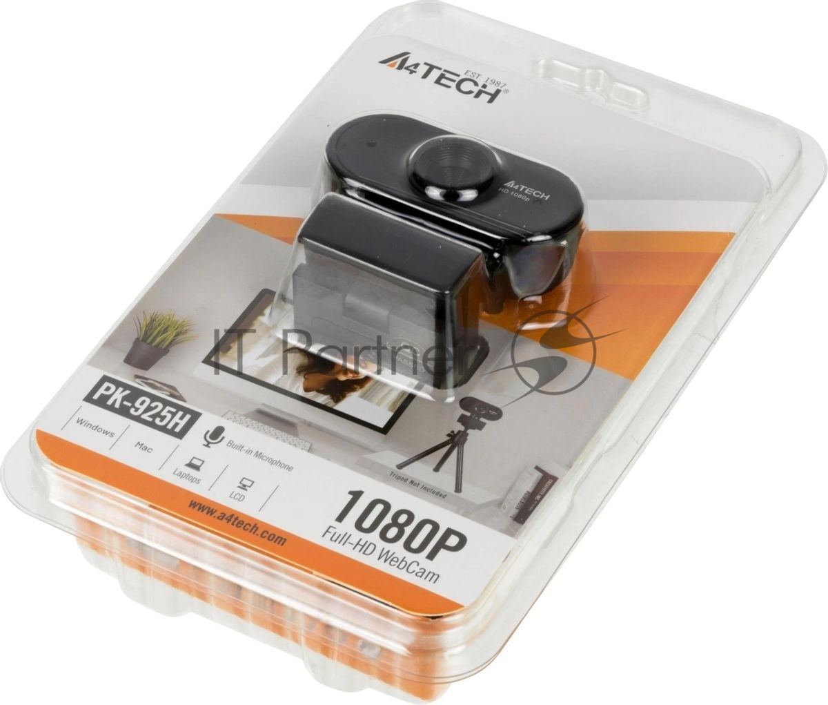 Веб-камера A4Tech PK-925H 1920x1080, 30 кадр/с, USB Type-A, микрофон, универсальное крепление