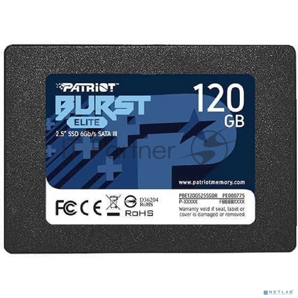 Накопитель SSD Patriot Burst Elite, 120Gb, SATA, 2.5", R/W 450/320