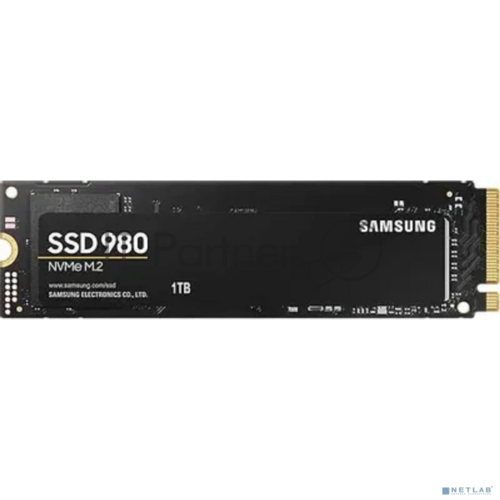Накопитель SSD Samsung 980, 1000Gb, PCIe 3.0 x4, M.2 2280, NVMe, R/W 3500/3000