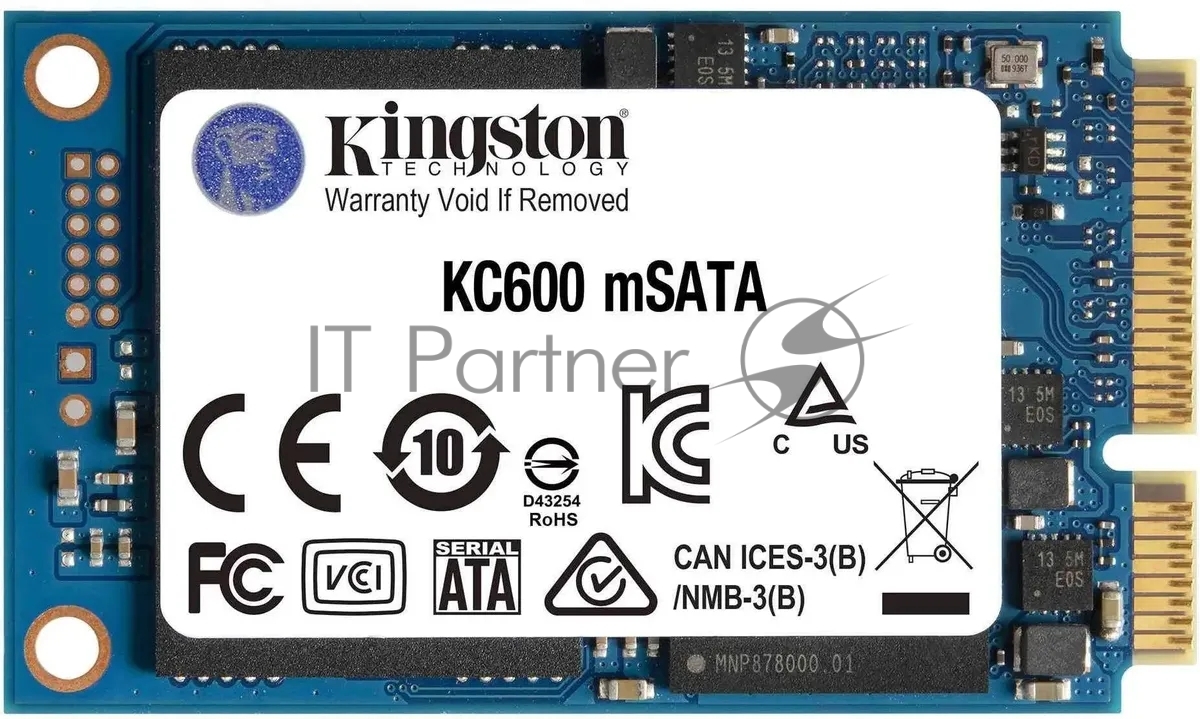Накопитель SSD Kingston KC600, 1Tb, mSATA, R/W 550/520