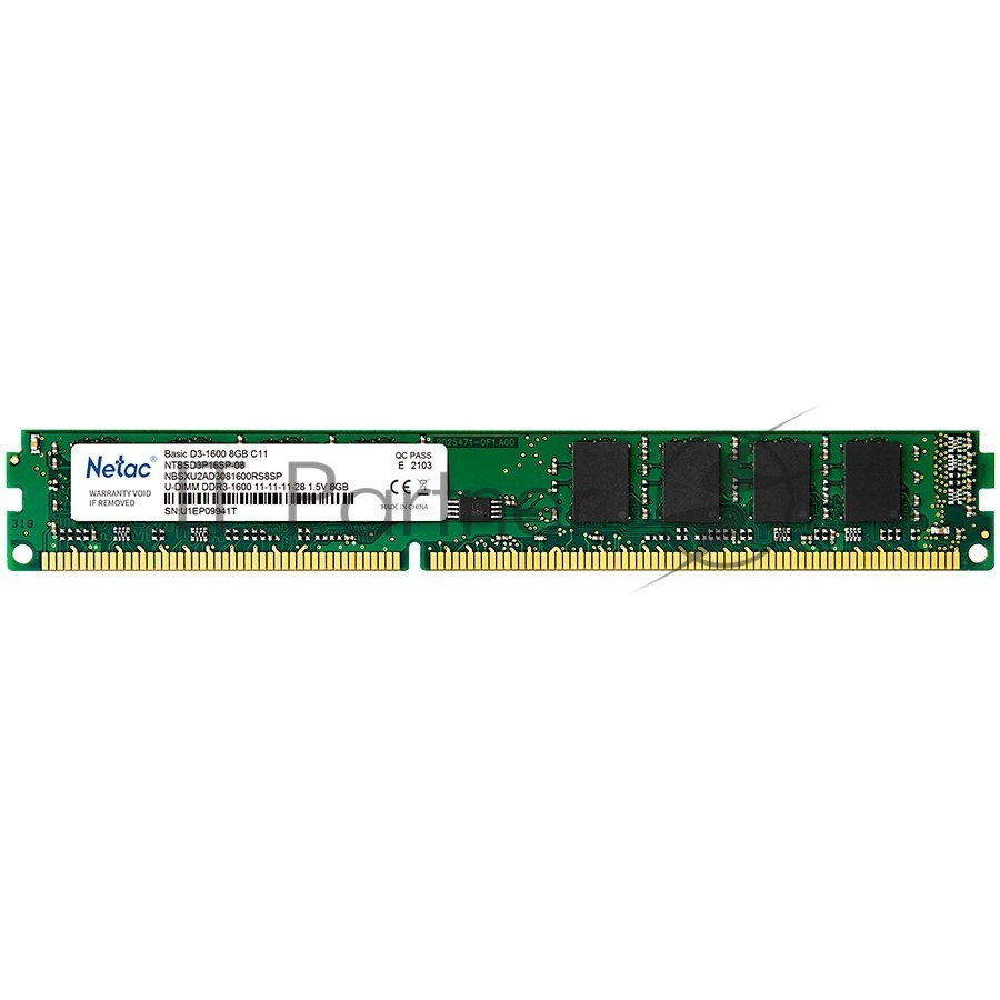 Оперативная память NETAC Basic, DDR3, 8GB (1x8GB), 1600MHz, CL11, DIMM