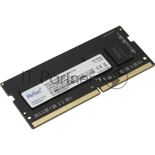 Оперативная память NETAC Basic, DDR4, 4GB (1x4GB), 2666MHz, CL19, SO-DIMM