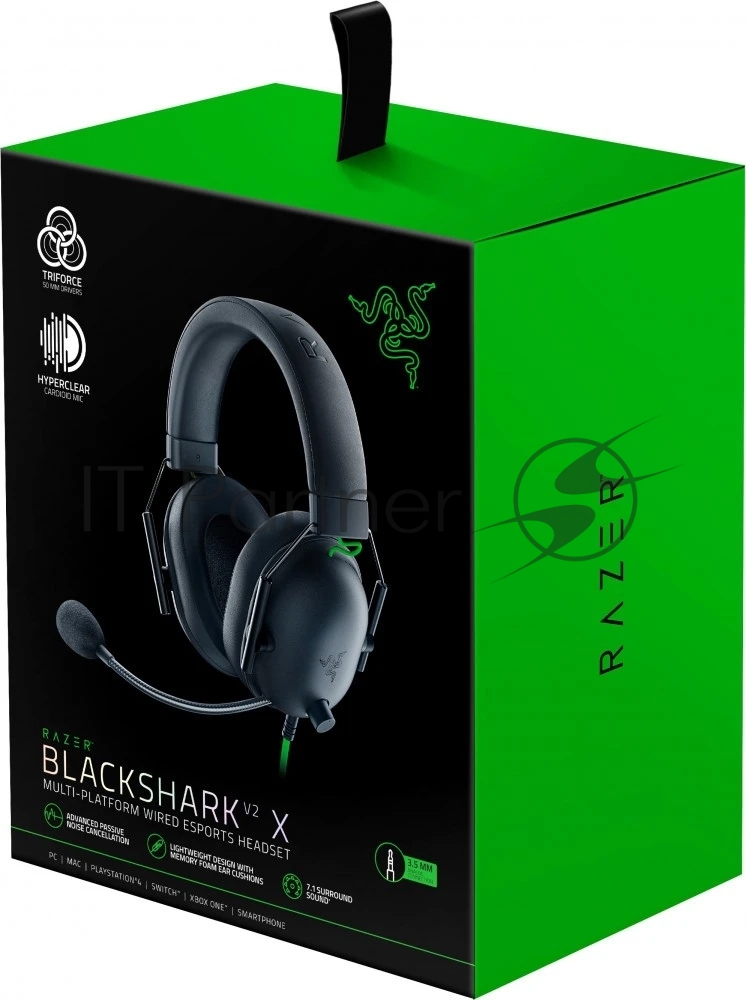 Гарнитура Razer Blackshark V2 X чёрный, проводная, 3.5 мм