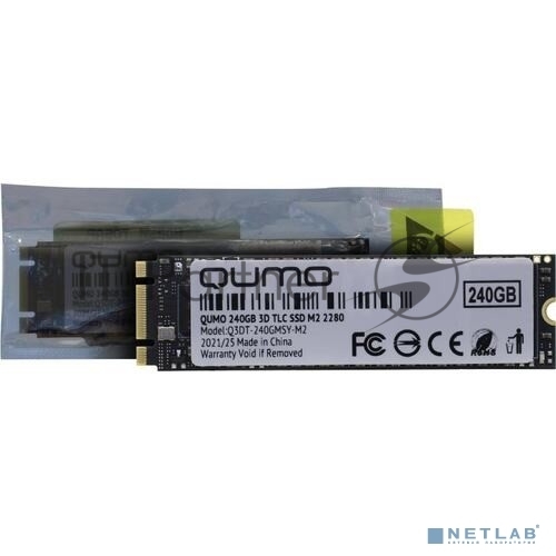 Накопитель SSD 240Gb M2 2280 QUMO Novation TLC 3D (Q3DT-240GMSY-M2) R/W 560/530; 52K/72K IOPS; MAS1102A OEM
