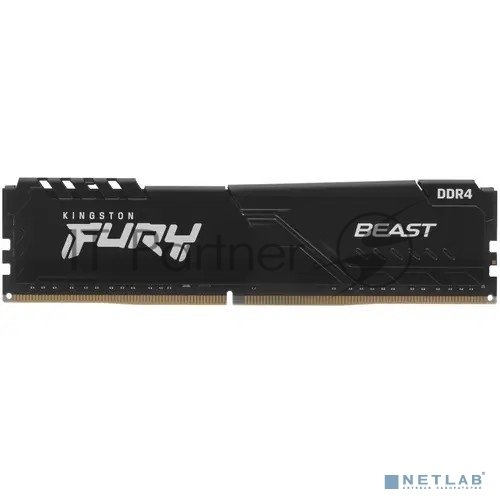 Оперативная память Kingston Fury Beast, DDR4, 16GB (1x16GB), 3600MHz, CL18, DIMM, с радиатором, черный