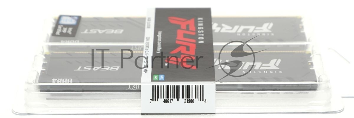 Оперативная память Kingston Fury Beast, DDR4, 64GB (2x32GB), 3200MHz, CL16, DIMM, черный