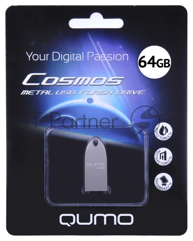Флешка USB QUMO 64 Gb Cosmos цвет корпуса серебристый2.0 (QM64GUD-Cos-s)