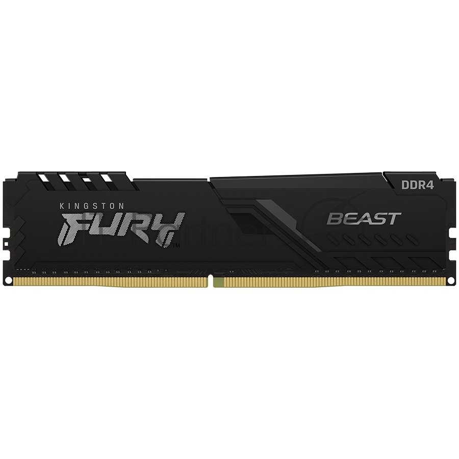 Оперативная память Kingston Fury Beast, DDR4, 16GB (1x16GB), 3200MHz, CL16, DIMM, с радиатором, черный