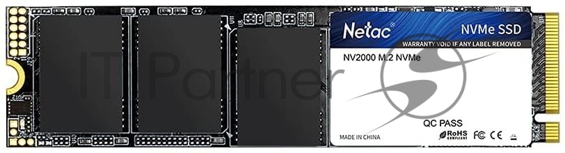 Накопитель SSD Netac NV2000, 256Gb, PCIe 3.0 x4, M.2 2280, NVMe, R/W 2500/1000
