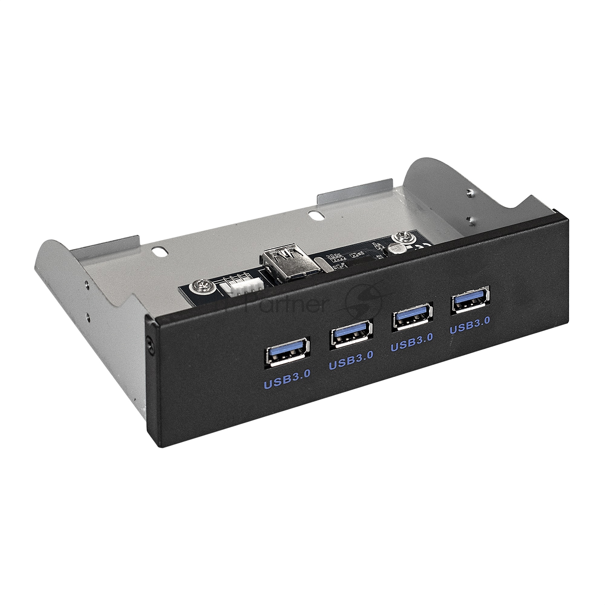 Планка USB на переднюю панель ExeGate EX289290RUS U5H-625, 5,25", 4*USB3.0, черная, металл, подсоед. к MB