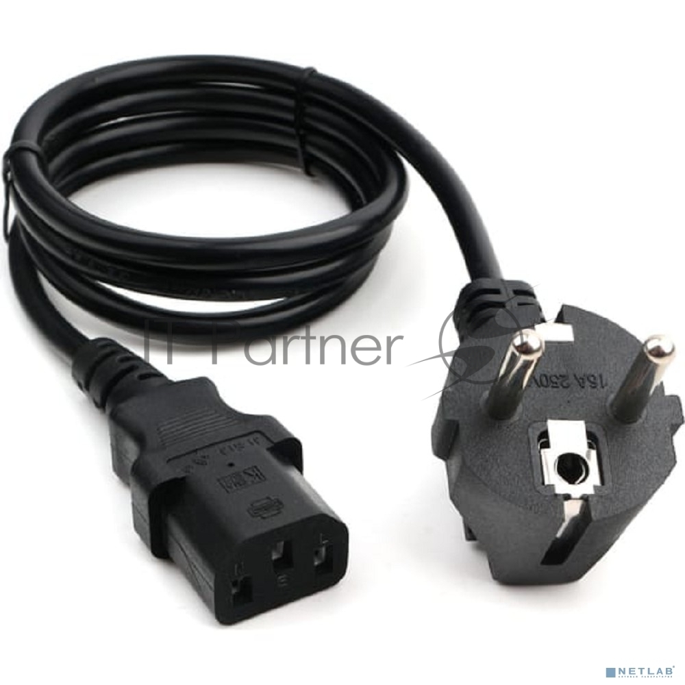 Кабель питания Cablexpert PC-186-1M, 1м, Schuko- C13, 6А, черный, с заземлением