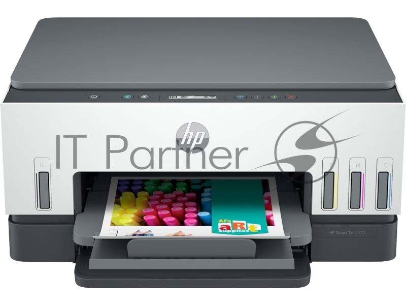 МФУ струйное HP Smart Tank 670, A4, цветной, печ. до 12 стр/мин., 4800x1200 dpi (печ.), 1200x1200 dpi (скан.), Bluetooth, USB Type-A, Wi-Fi