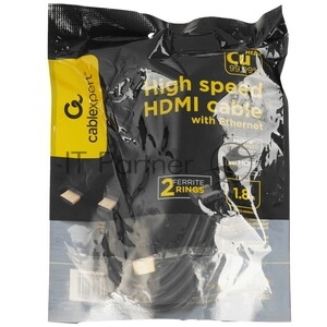 Кабель HDMI Cablexpert CCF2-HDMI4-6, 19M/19M, v2.0, медь, позол.разъемы, экран, 2 фер.кольца, 1,8м, черный, пакет