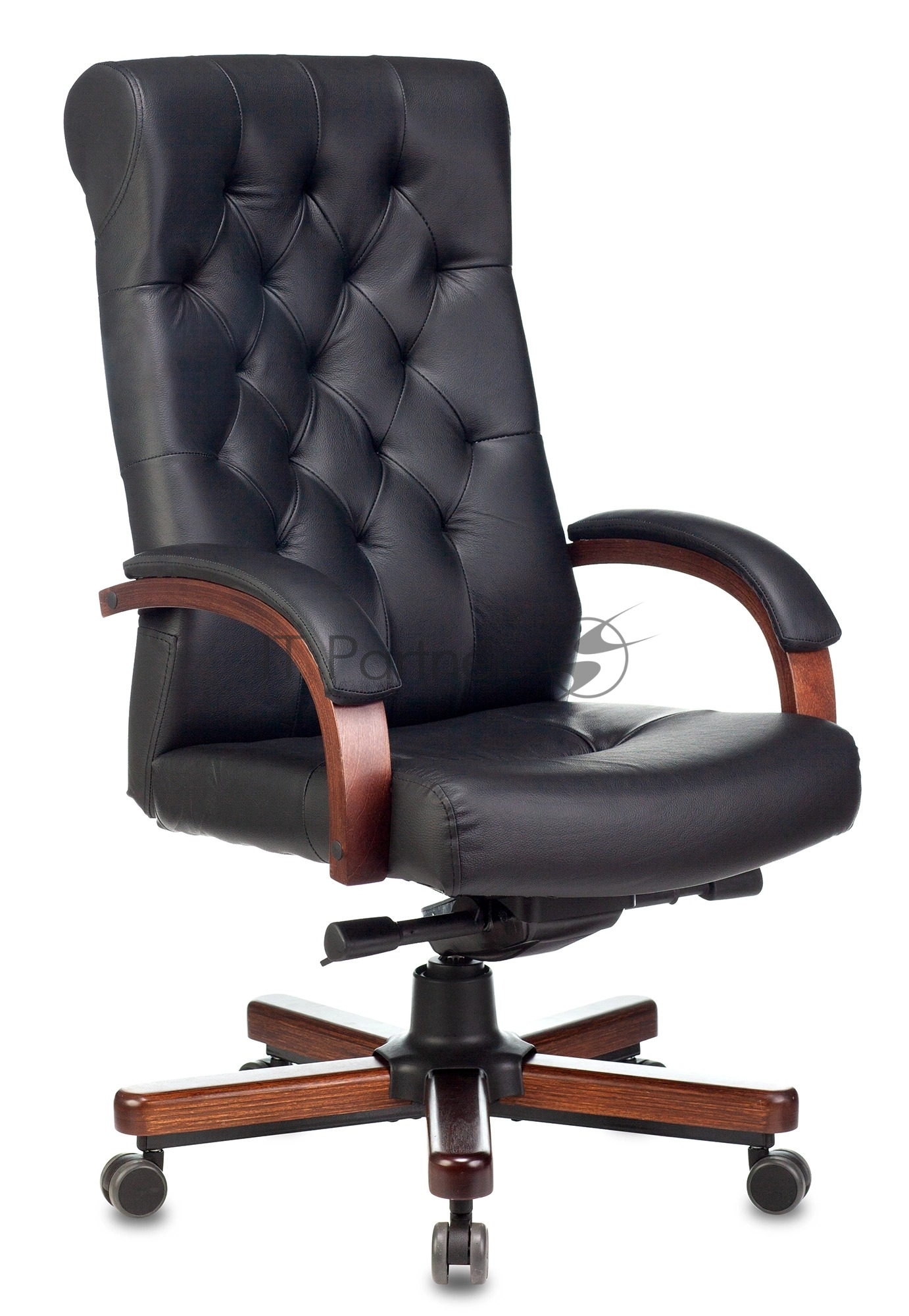 Кресло Бюрократ T-9928WALNUT черный, кожа