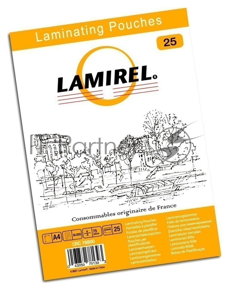 Пленка для ламинирования Fellowes 75мкм A4 (25шт) глянцевая216x303мм Lamirel (LA-78800)