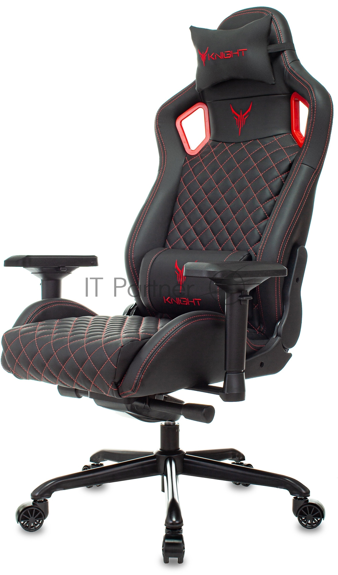 Кресло игровое Knight TITAN черный/красный ромбик эко.кожа с подголов. крестовина металл