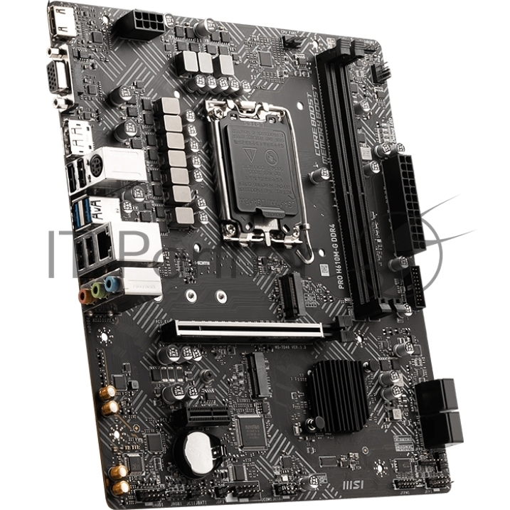 Материнская плата MSI PRO H610M-G DDR4, LGA 1700, Intel H610, 2xDDR4, 4xSATA, 1xM.2, 1xPCIe 4.0 x16, 1xPCIe 3.0 x1, 1xHDMI, 1xDP, 1xVGA, 1xRJ45 1Gb, 2xUSB-A 3.2 Gen 1, 4xUSB-A 2.0, 3x3.5мм, 7.1, mATX