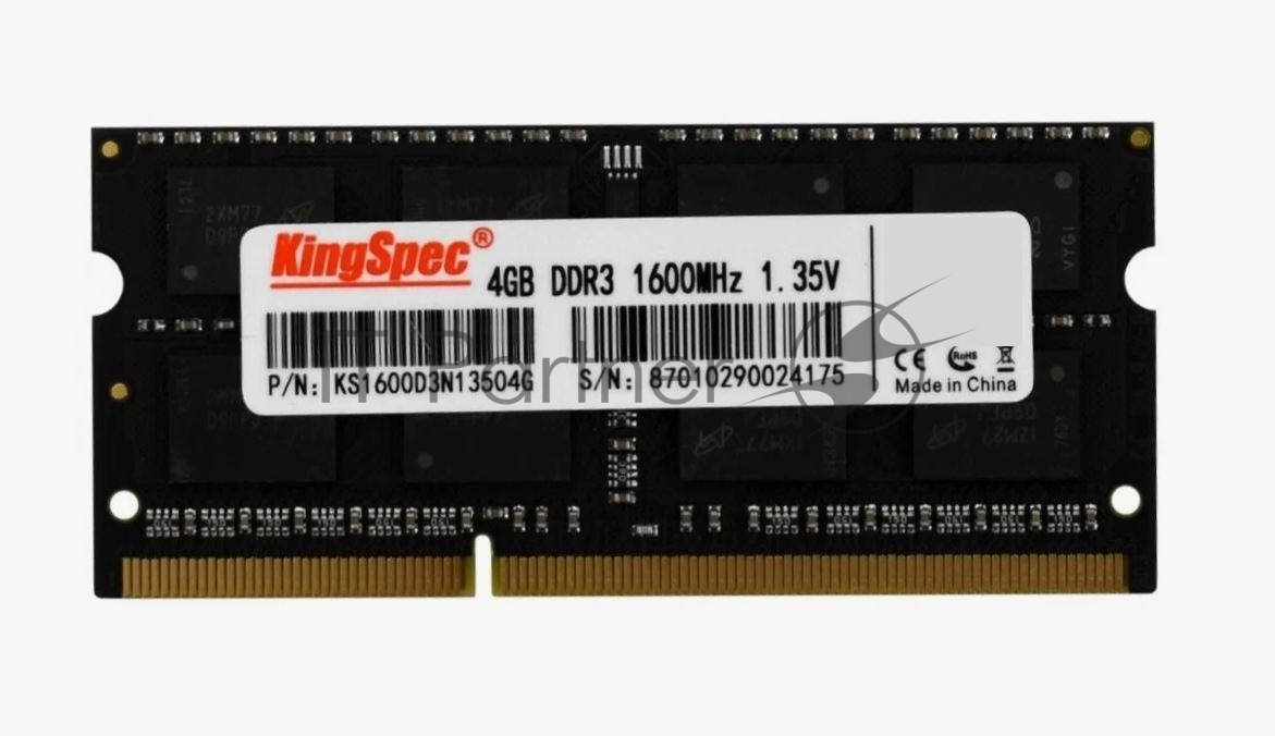 Оперативная память KingSpec, DDR3L, 4GB (1x4 GB), 1600 MHz, CL11, SO-DIMM