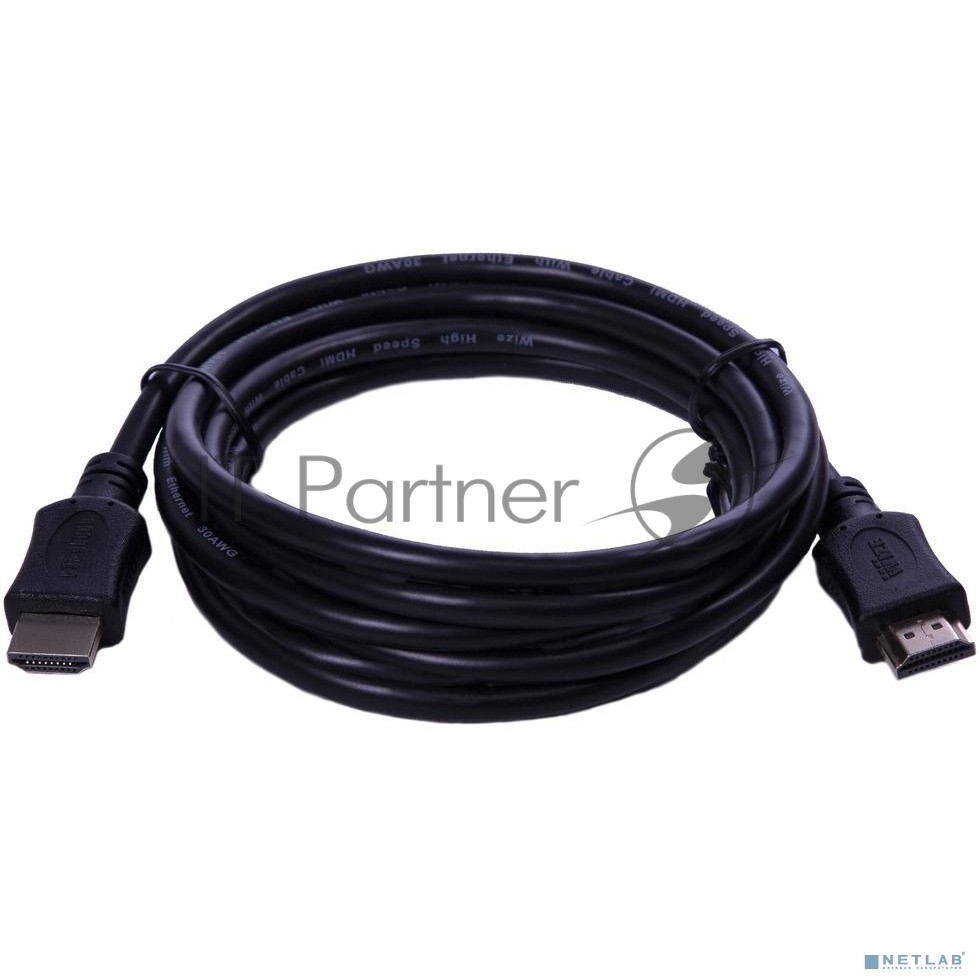Кабель HDMI Wize CP-HM-HM-15M 15 м, v.2.0, K-Lock, soft cable, 19M/19M, 4K/60 Hz 4:4:4, Ethernet, позол.разъемы, экран, темно-серый, пакет