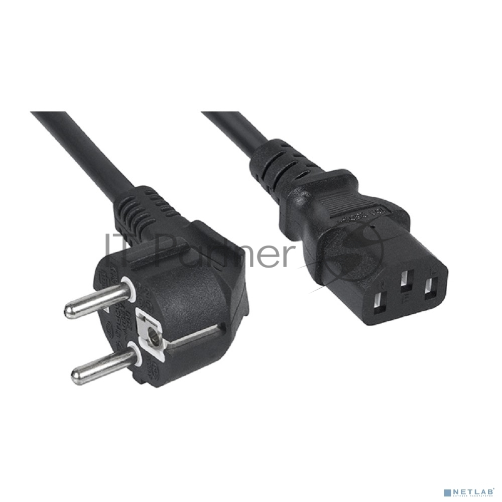 Шнур для блока питания Cabeus, IEC 320 C13, вилка Schuko, 1.8 м, 10А, черный
