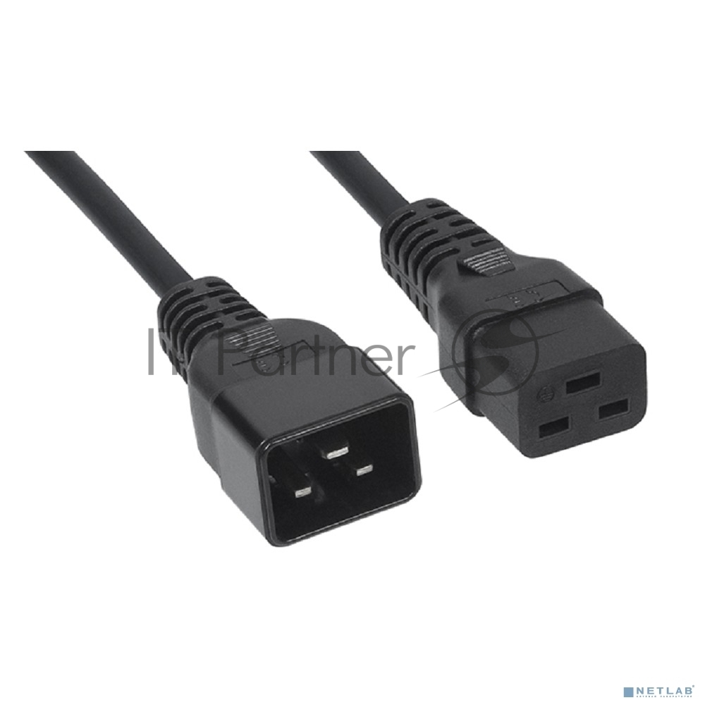 Шнур ввода/вывода Cabeus, IEC 60320 С19, вилка IEC 60320 С20, 1.8 м, 16А, из кабеля 3х1,5 мм², черный