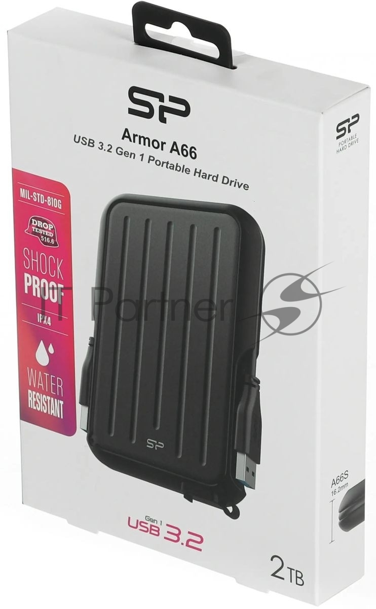 Внешний HDD 2Tb Silicon PowerArmor A66, 2.5", USB 3.2, Черный