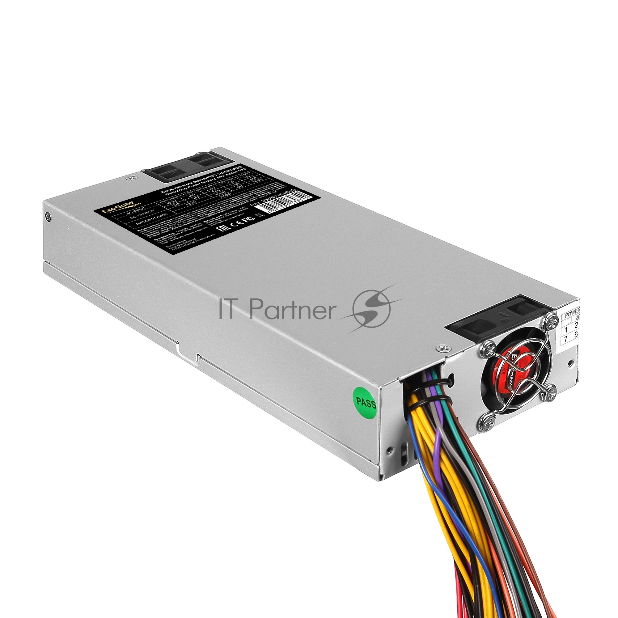 Блок питания серверный 1000W ExeGate EX292184RUS ServerPRO-1U-1000ADS (1U, APFC, КПД 85% (80 PLUS Bronze), 2x4cm fans, 24pin, 2x(4+4)pin, 4xSATA, 3xIDE)