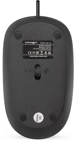 Мышь проводная Crown CMM-128 черный, 1000 dpi, USB, кнопки - 2