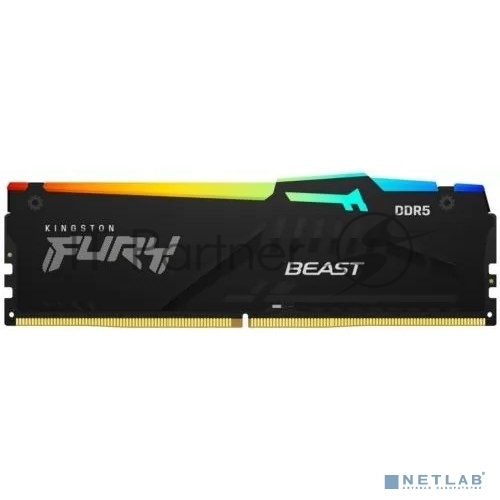 Оперативная память Kingston Fury Beast, DDR5, 8GB (1x8GB), 5600MHz, CL40, DIMM, с радиатором, RGB, черный