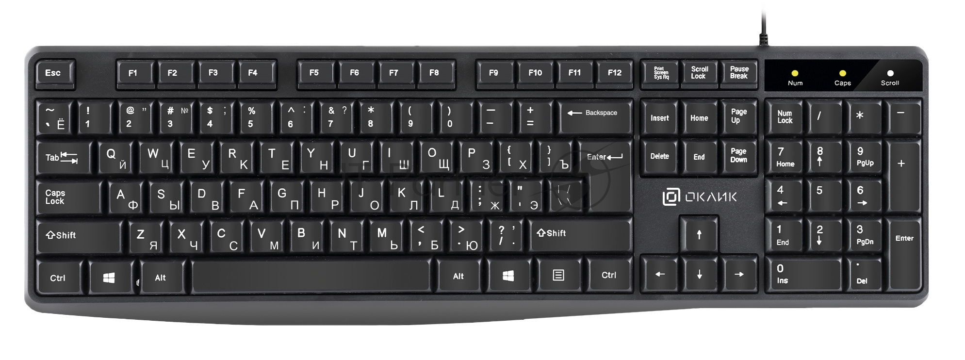 Клавиатура проводная Oklick 145M, USB, черный