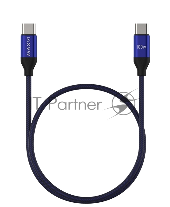 Кабель Maxvi MCw-100TT blue USB-C - USB-C, 5A разъемы USB-C - USB - C, Максимальная мощность 100W, ток макс. нагрузки 5А, макс. напряжение 20V;стандарт USB 3.1, длина 1.2м, нейлоновая оплетка, металлические корпуса разъемов, цвет синий.