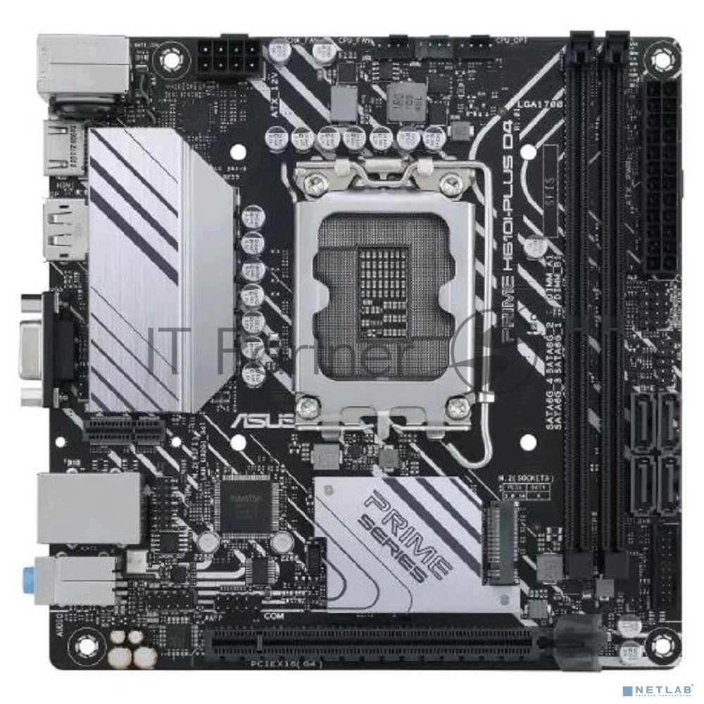 Материнская плата ASUS PRIME H610I-PLUS D4-CSM, LGA 1700, Intel H610, 2xDDR4, 4xSATA, 1xM.2 PCIe 3.0 x4, 1xPCIe 4.0 x16, 1xHDMI, 1xDP, 1xVGA, 2xUSB-A 3.2 Gen 1, 2xUSB-A 2.0, 1x 1Gb LAN, 3x3.5 мм, 7.1, Mini-ITX
