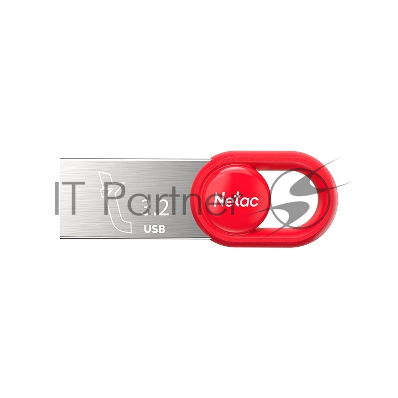 Флешка USB Netac UM2 (NT03UM2N-032G-32RE), 32Gb, USB 3.0, R/W 130/50, серебристый/красный