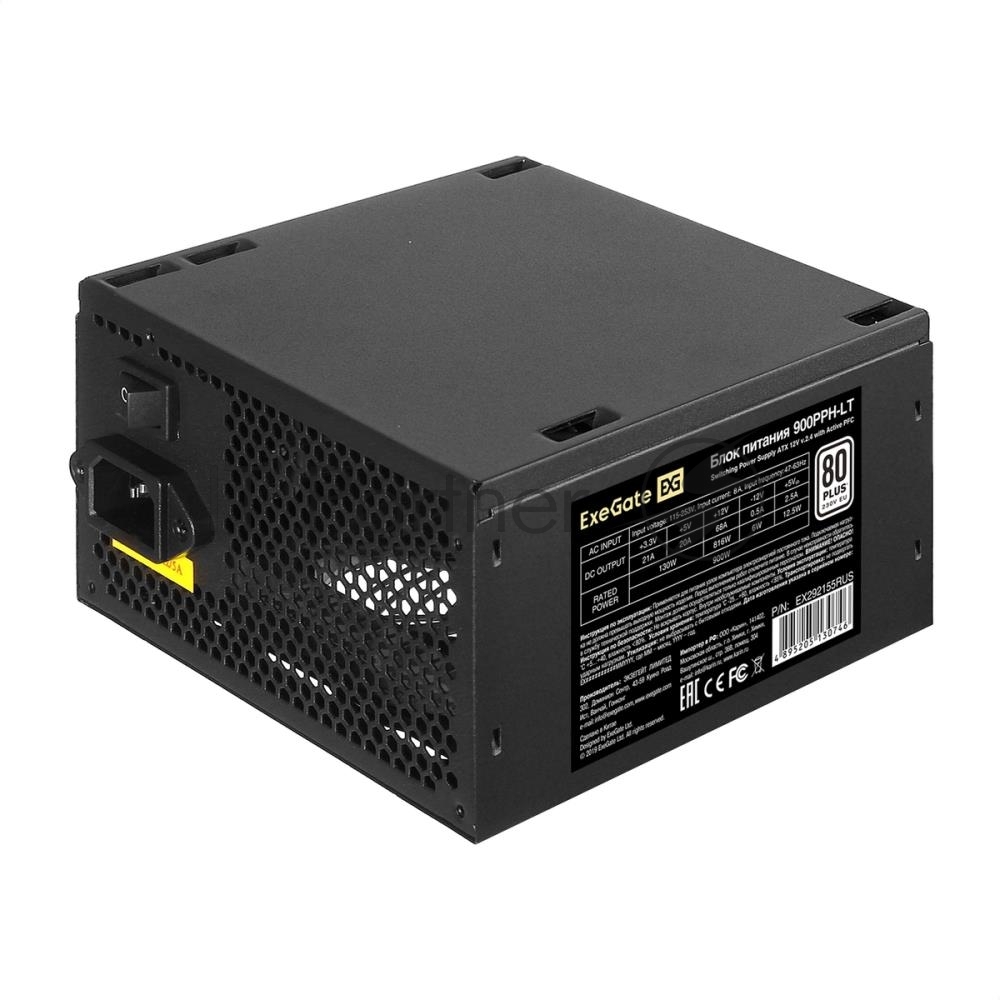 Блок питания ExeGate 900PPH-LT-OEM (EX292155RUS-OEM-S), 900Вт, 80 PLUS, 120мм, черный