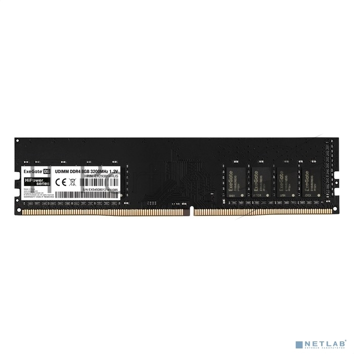 Оперативная память ExeGate, DDR4, 8GB (1x8 GB), 3200 MHz, CL19, DIMM, OEM