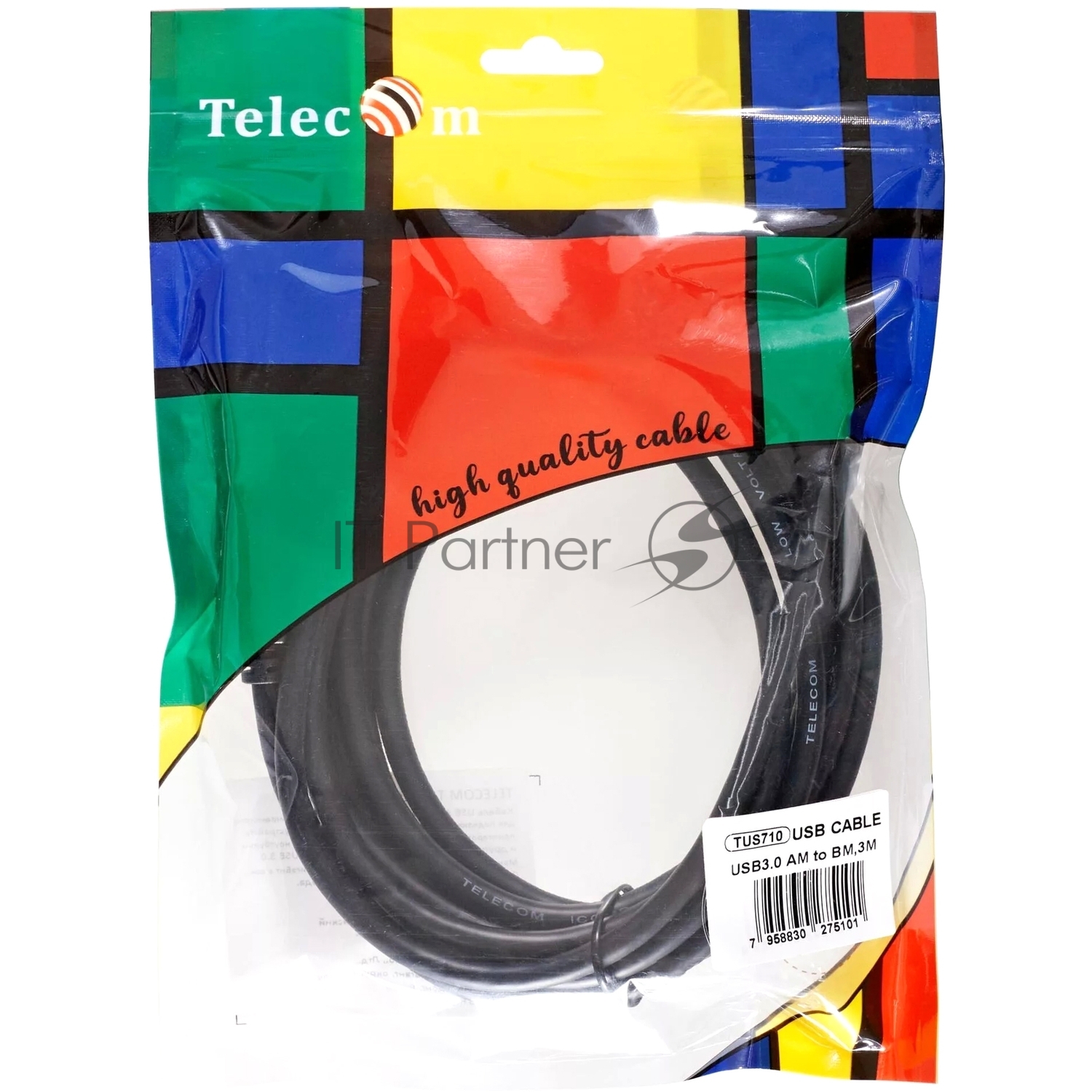 Кабель соединительный Telecom TUS710-3M USB3.0 Am/Bm 1,8m