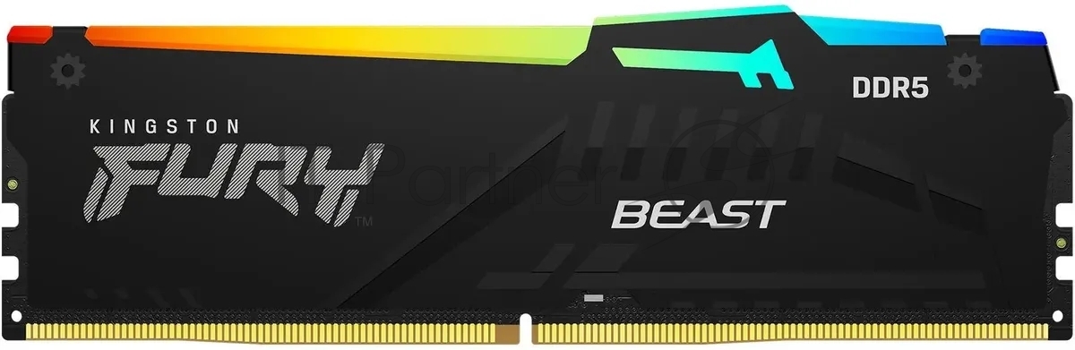 Оперативная память Kingston Fury Beast, DDR5, 16GB (1x16GB), 5200MHz, CL40, DIMM, с радиаторами, RGB, черный