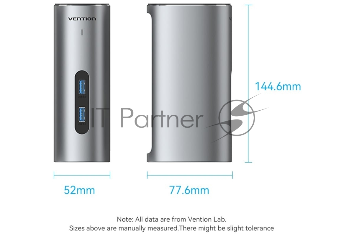 Док-станция Vention TPJH0-EU, USB Type-C, HDMI/VGA/USB/RJ45/SD/3.5мм/PD/DC, USB Type-C