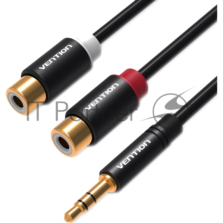 Переходник-разветвитель Vention гибкий Jack 3.5 мм M/2RCA F - 0.3 м черный