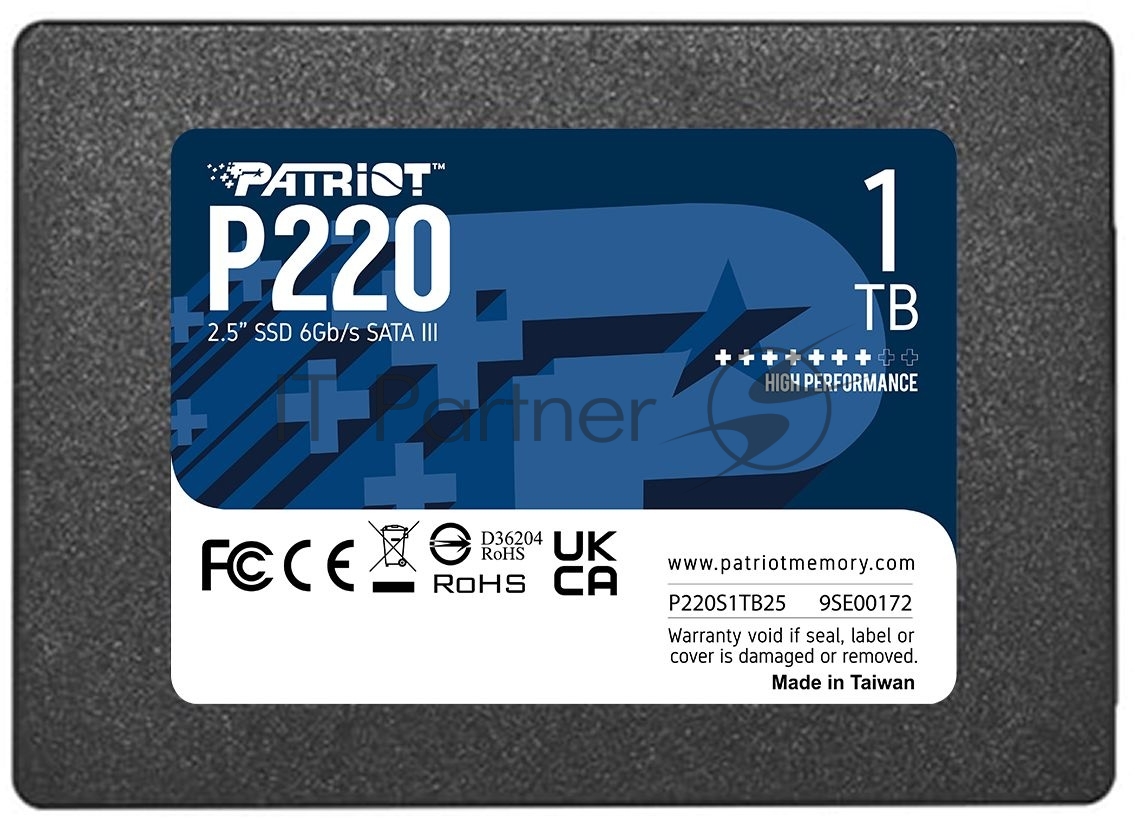 Накопитель SSD Patriot P220, 1Tb, SATA III, 2.5", R/W 550/500